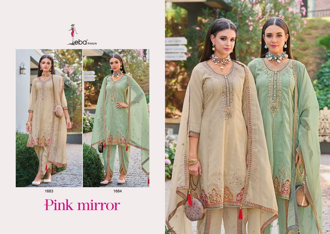 Pink Mirror By Eba Embroidery Organza Wedding Wear Dhoti Readymade Suits Wholesale Shop In Surat